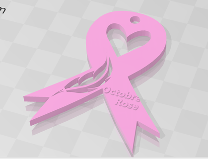 pink october ribbon ribbon cancer october rose  3d print model - Mito3D