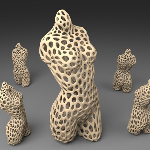 pink panther Frau voronoi-Stil Kunst Skulpturen 3D print model - Mito3D