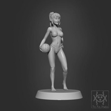 pinup-beach volleyball game beach dungeons girl lady mini warhammer miniature tabletop pinup dnd swimsuit bikini kingdomdeath 3d print model - Mito3D