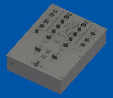 pionnier djm 2 channel mixer l'audio contributions phono platine effets eq Gain crossfader filtres réverbérations retards compact portable solide 3d print model - Mito3D