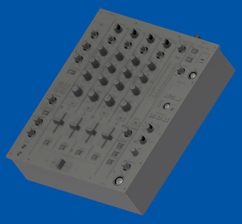 pionnier djm 4 channel mixer l'audio contributions phono platine effets eq Gain crossfader filtres réverbérations retards compact portable solide dj deejay 3d print model - Mito3D