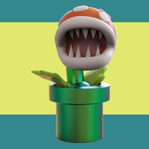 piraña planta maceta Arte mario juego nintendo súper juguete 3D print model - Mito3D