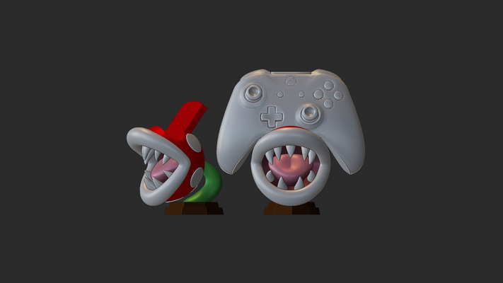 piranha pianta telecomando gioco in piedi super mario bros arte controller supporto fan art titolare supermariobros fallimento 3d print model - Mito3D