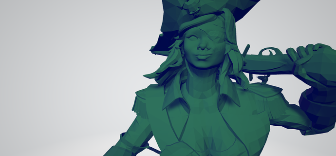 pirata Capitano donna moschetto virtù fantasia guerra 3d print model - Mito3D