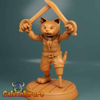 pirate chat Jeu chat chats personnage pirate corsaire navire miniature miniatures rpg wargaming table chaton épée pirates 3d print model - Mito3D