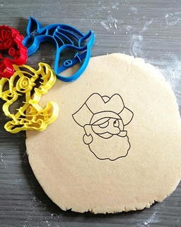 pirate cookie cutter + outline boys baking dough shape kitchen bake cookies fondant bento 3d print model - Mito3D