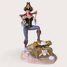 pirata ragazza fortuna architettura lega leggende decorazione miniatura Tesoro miniature figurine statua giocare donna campione prescolare 3d print model - Mito3D