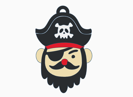 pirate keychain - keychain keychain keychain gift souvenir pirate pirate beard  3d print model - Mito3D