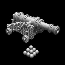 pirate navel cannon 24pdr treasure chest objective freebooter rpg roleplaying d&d naval tall ships age of sail 3d print model - Mito3D