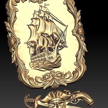 pirate ship boat cnc art frame router 3d print model - Mito3D