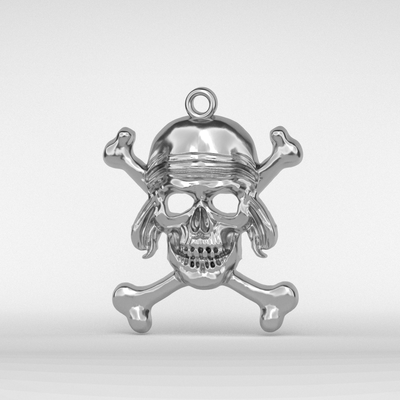 pirata cráneo colgante pendiente joyería joya calavera 3d print model - Mito3D