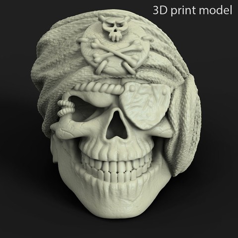 korsan kafatası vol1 ring 3d yazıcı modeli takı moda süs bandana fantezi korku anceint 3D print model - Mito3D