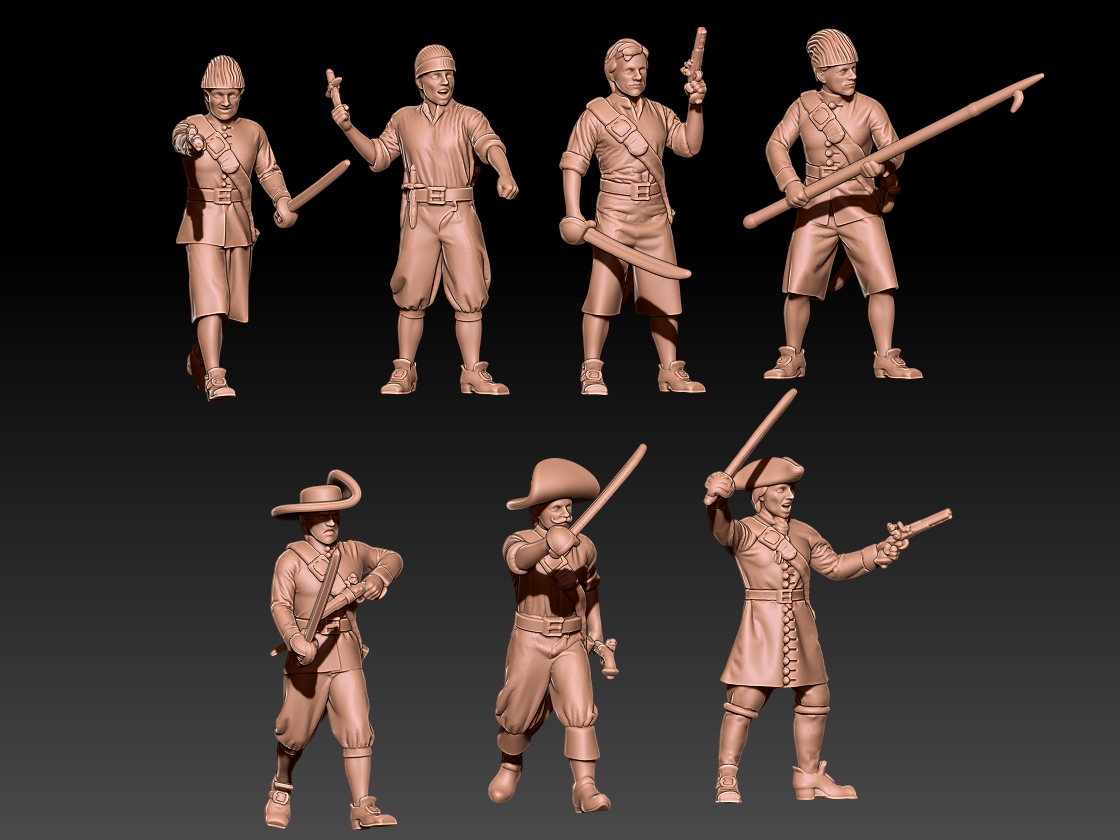 pirates & sailors boarding 18th century set 2 Game 3D print model - Mito3D