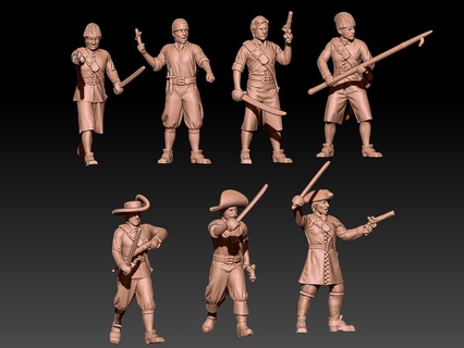 korsanlar denizciler biniş 18th yüzyıl Ayarlamak 2 oyun 3d print model - Mito3D