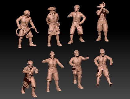 pirates & sailors work 18th century set 1 3d print model - Mito3D