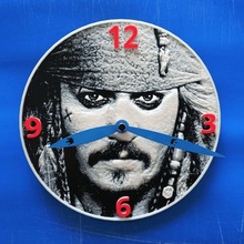 pirates caribbean watch 3d home 3dlittle black clock drawing lithophane lithophania relief salience timepiece wall white 3d print model - Mito3D