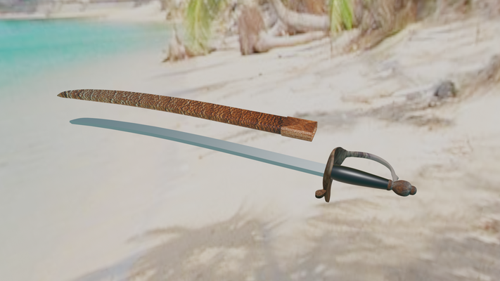 piratas of caraíbas macaco pardal cutelo espada bainha johnny depp 3d print model - Mito3D