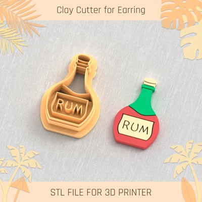 pirates rum summer clay cutter tools earring turtle beach shell 3d print model - Mito3D