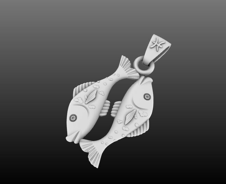 piscean elegance twin fish pendant 3D print model - Mito3D