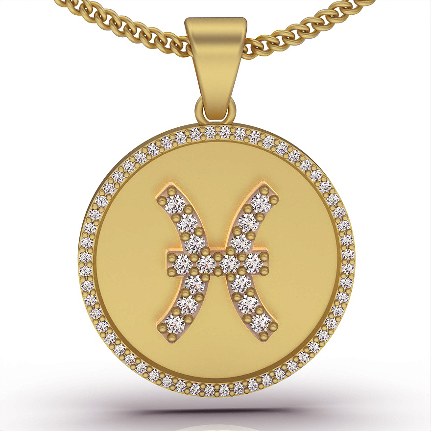 pisces fish zodiac pendant silver gold jewelry printable 3d model trend fashion design zbrush tiger 3D print model - Mito3D