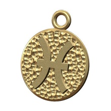 Poissons signe monnaie pendentif charme 3d impression modèle bijoux zodiaque horoscope martelé imprimable Collier astrologique bracelet 3d print model - Mito3D
