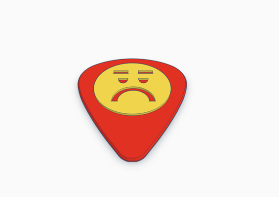 pissed emoji guitar pick bass electric acoustic mad angry instrument music rock classical pickcard band group collection card 3d print model - Mito3D