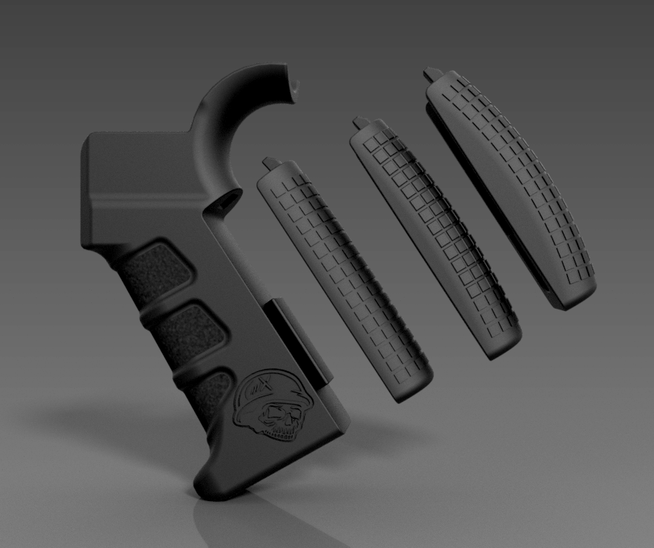 pistol grip skull ar 15 magpul gun weapon handle m4 rifle 3D print model - Mito3D