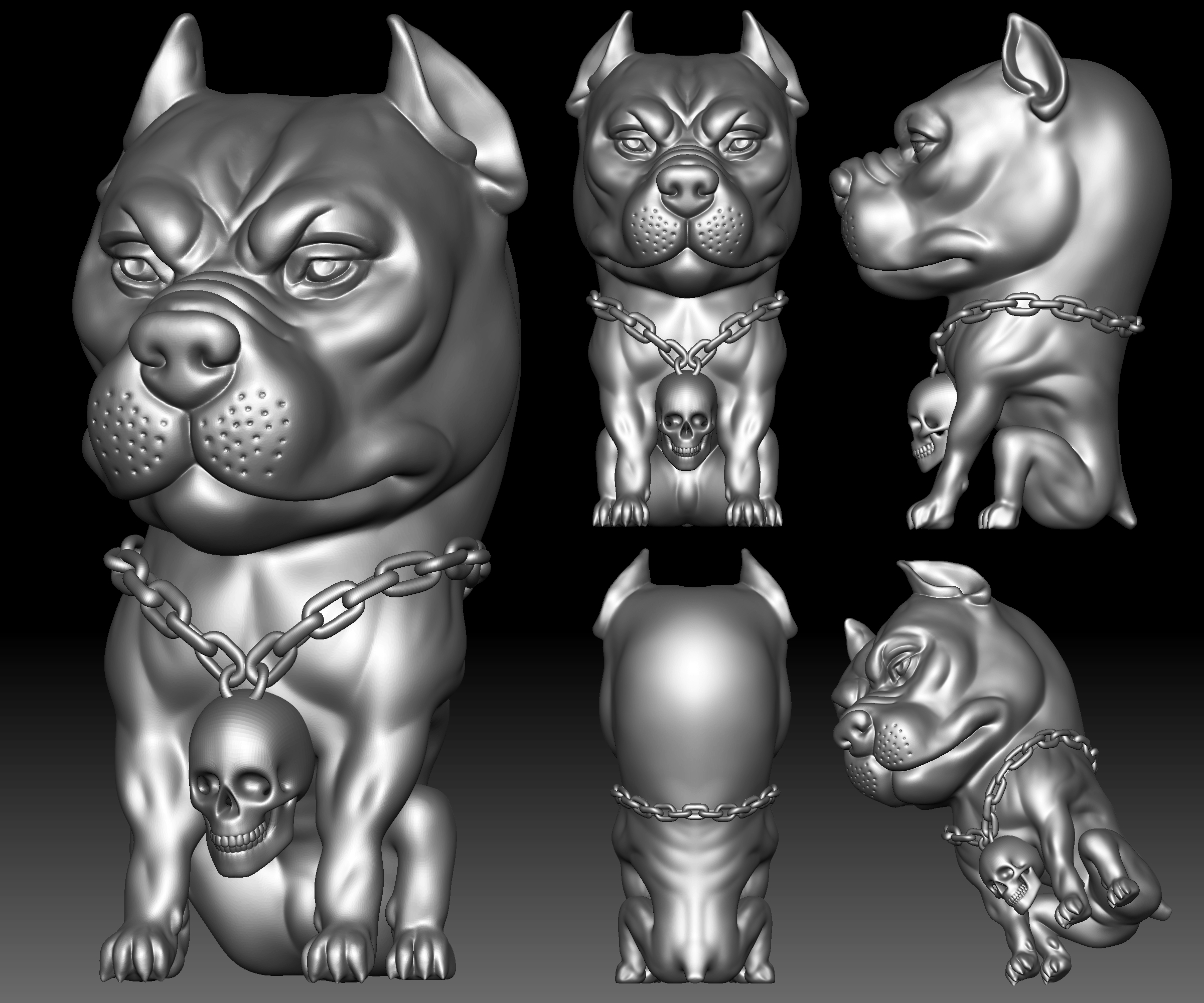 fosse taureau 3d stl fichier imprimable brute modèle pitbull chien imprimante 3D print model - Mito3D