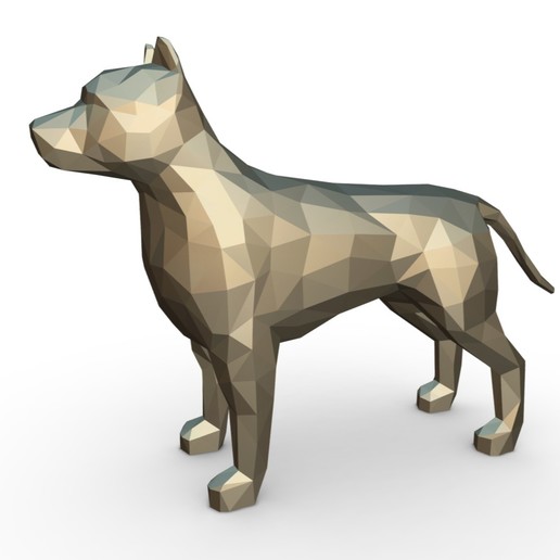 pit bull figura art el pozo pitbull de regalo la impresión joyería lowpoly colgantes 3dprint animal decoración estatuilla interior diseño las miniaturas escultura estatua juguete los mamíferos perro 3D print model - Mito3D