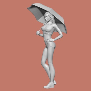 Grube halt Mädchen Regenschirm Diorama Frau Boxenstopp Druckguss 1 64 Körper 32 Attrappe Lehrmodell Simulation Miniatur Miniaturen Figuren 3d print model - Mito3D