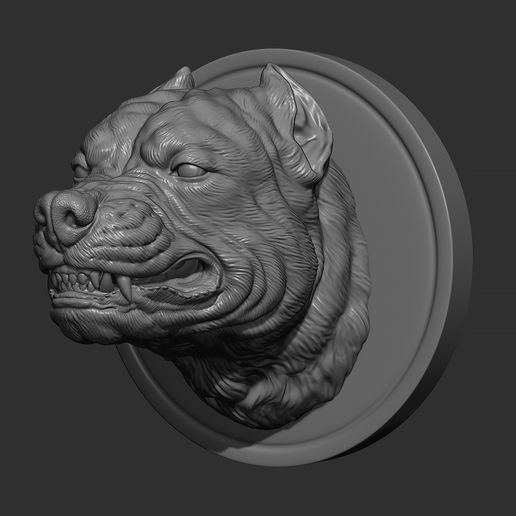 pitbull angry head 3D print model - Mito3D
