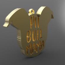pitbull breast mom jewelry fashion dog puppy pendant keychain 3d print model - Mito3D