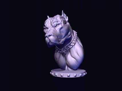 pitbull busto perro sabueso pastor sheep dog depredador buitre lobo estatuilla figurilla figuritas miniaturas Arte hombre estatua figura 3d print model - Mito3D