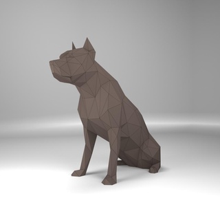 pitbull escuela politécnica Arte perro lowpoly decoración animal juguete escultura 3d print model - Mito3D