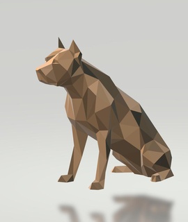 pitbull low poly pitbull low poly metal  3d print model - Mito3D