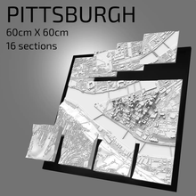 Pittsburgh enmarcado pared Arte paisaje urbano arquitectura edificios recuerdo ciudad mapa regalo 3d diseño 3d print model - Mito3D