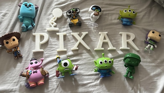 Pixar texte logo + luxo lampe art disney jouet récit monstres inc logos Films conception mur ringard 3d print model - Mito3D