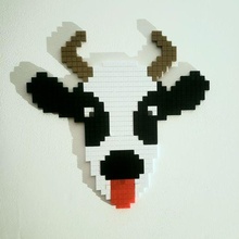 pixel arte mucca pixelart decorazione strada parete appendiabiti 3d print model - Mito3D
