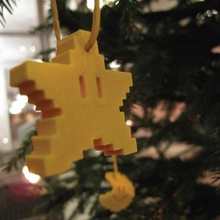 pixel de natal, estrelas, lua a casa makerbotornaments mario voxel decoração 3d print model - Mito3D
