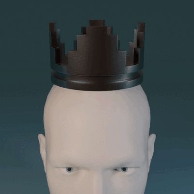 pixel couronne chapellerie tête style princesse roi 3d print model - Mito3D