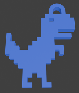 pixel dinosaur key chain Jewelry keychain dino pixelart internet game chrome 3d print model - Mito3D