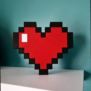 pixel corazón 8bit 8 bit retro juego azar jugador 80s escritorios 3d print model - Mito3D