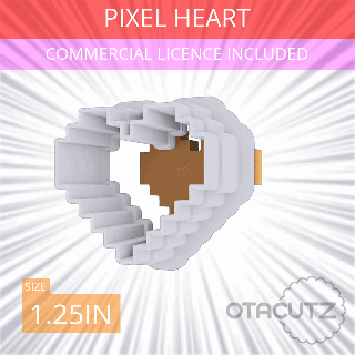pixel heart cookie cutter 125in 32cm fondant ausstechform cortador de galletas biscoito tagliabiscotti commercial use set cookies video game nintendo zelda valentine's day 3d print model - Mito3D