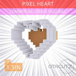 pixel heart cookie cutter 15in 38cm fondant ausstechform cortador de galletas biscoito tagliabiscotti commercial use set cookies video game nintendo zelda valentine's day 3d print model - Mito3D
