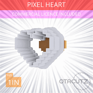 pixel heart cookie cutter 1in 25cm fondant ausstechform cortador de galletas biscoito tagliabiscotti commercial use set cookies video game nintendo zelda valentine's day 3d print model - Mito3D