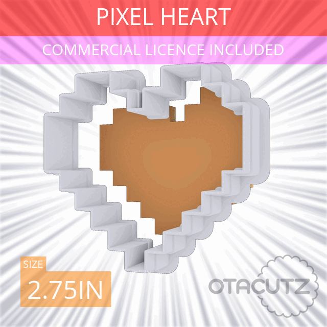 pixel coração biscoito cortador 275in 7cm fundente Cortador galletas Molde bolachas comercial conjunto biscoitos vídeo jogos Nintendo zelda namorados 3D print model - Mito3D