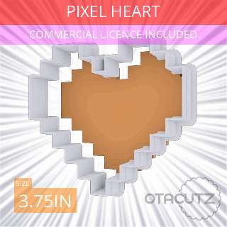 pixel heart cookie cutter 375in 95cm fondant ausstechform cortador de galletas biscoito tagliabiscotti commercial use set cookies video game nintendo zelda valentine's day 3d print model - Mito3D