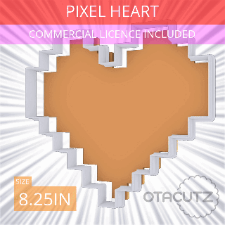 pixel heart cookie cutter 825in 21cm fondant ausstechform cortador de galletas biscoito tagliabiscotti commercial use set cookies video game nintendo zelda valentine's day 3d print model - Mito3D