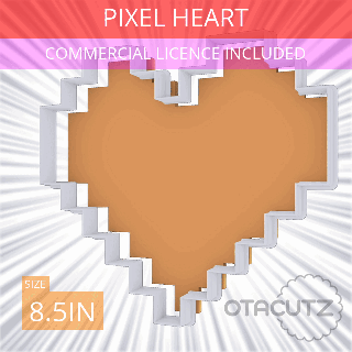 pixel heart cookie cutter 85in 216cm fondant ausstechform cortador de galletas biscoito tagliabiscotti commercial use set cookies video game nintendo zelda valentine's day 3d print model - Mito3D