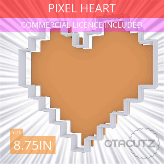 pixel heart cookie cutter 875in 222cm fondant ausstechform cortador de galletas biscoito tagliabiscotti commercial use set cookies video game nintendo zelda valentine's day 3d print model - Mito3D